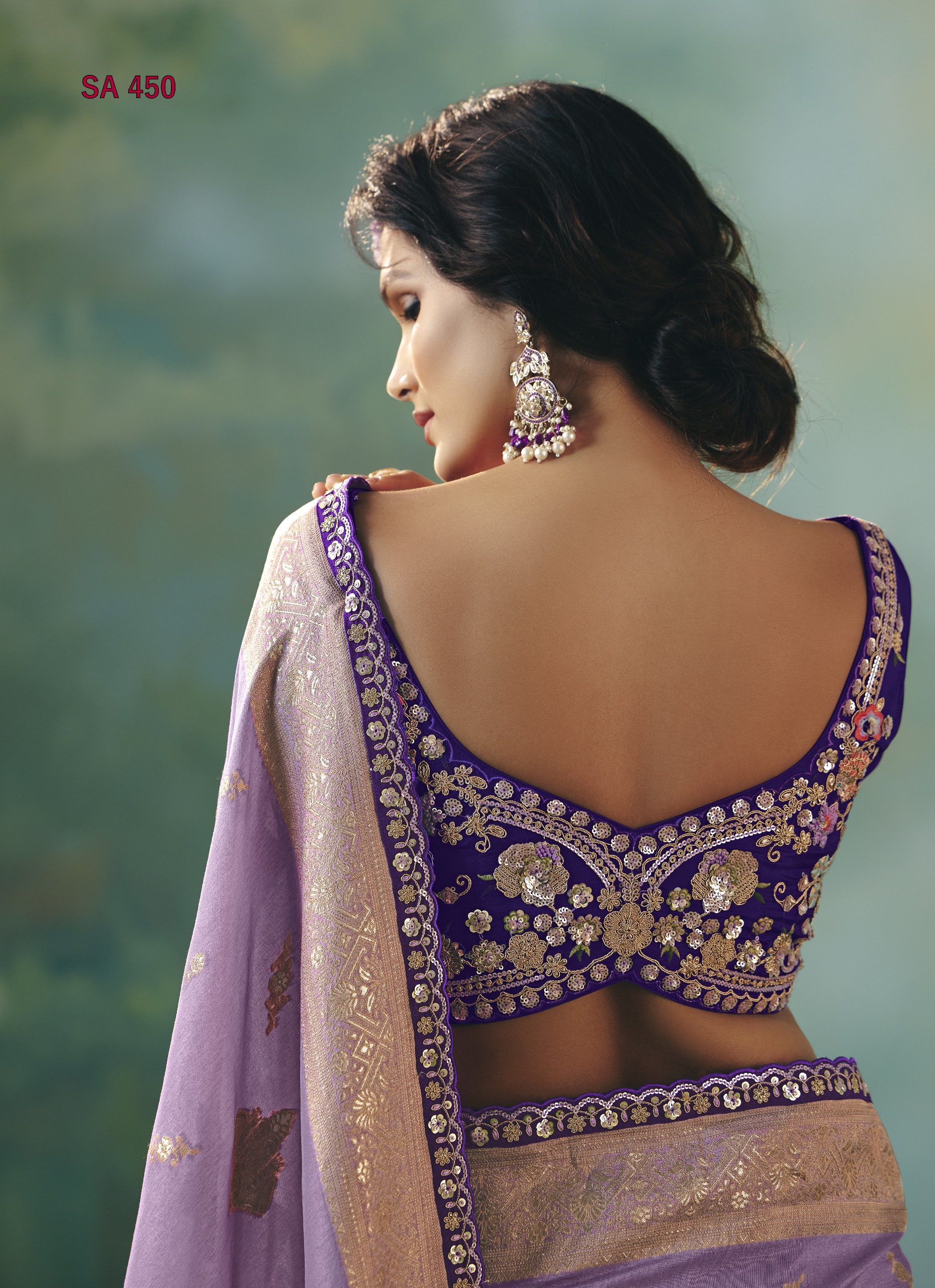 Lavender Embroidered Saree – Lavender & Gold